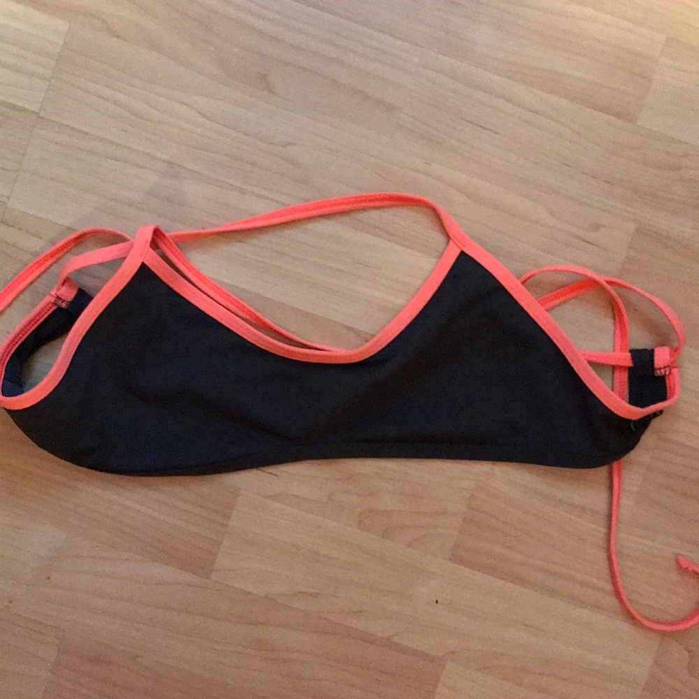 Jolyn sport bra top, gray with pink straps